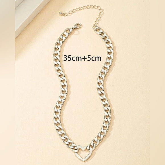 Stainless Steel Heart Chunky Chain Necklace - Picture 6 of 6
